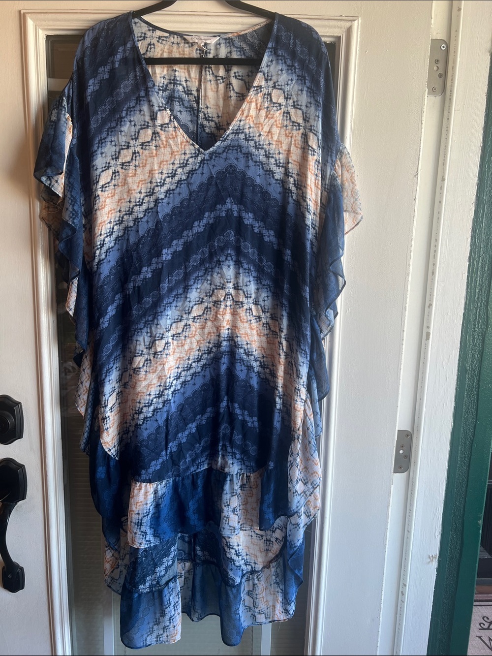 BCBGeneration Blue and White Printed Swim Coverup